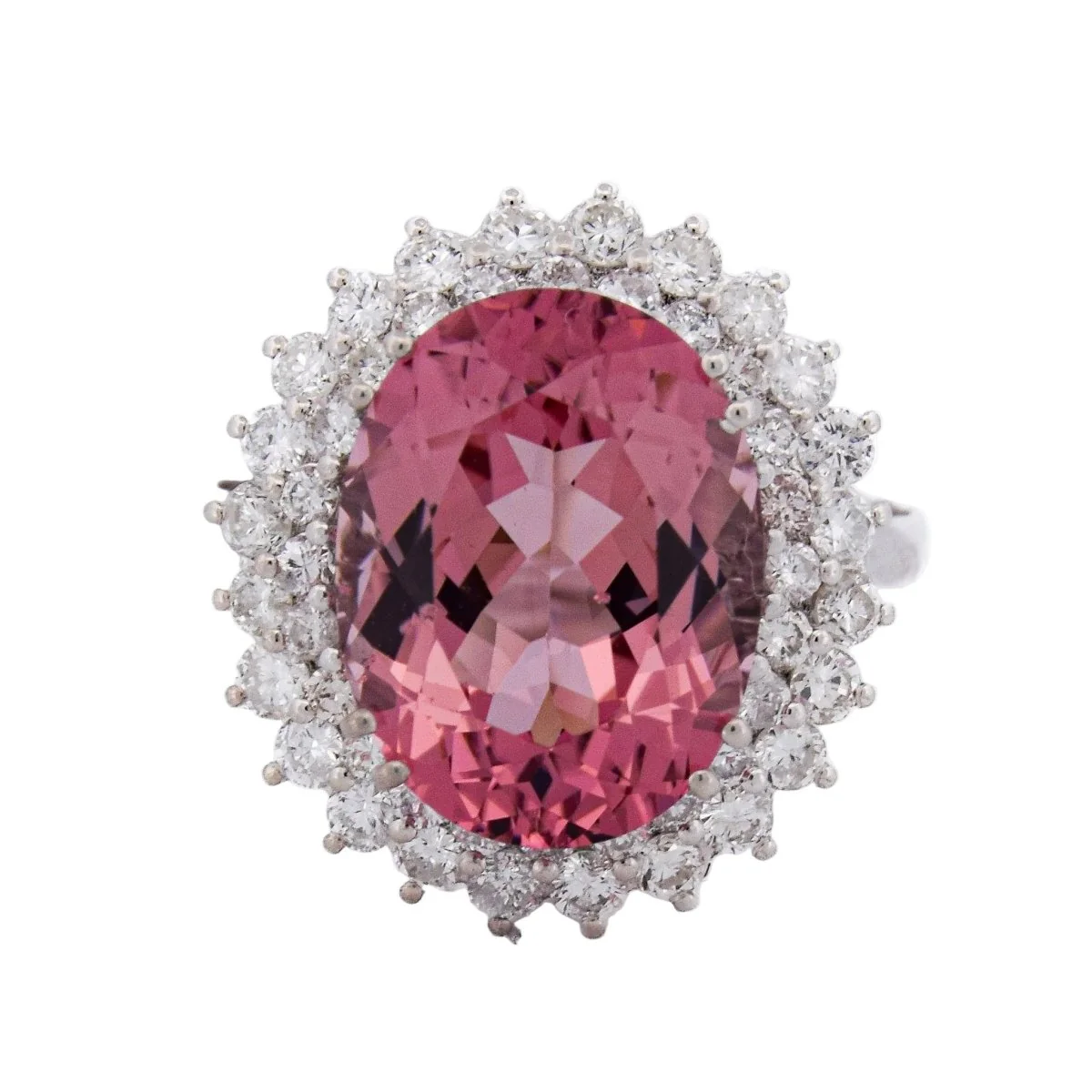 Bague Entourage en or blanc, morganite et diamants