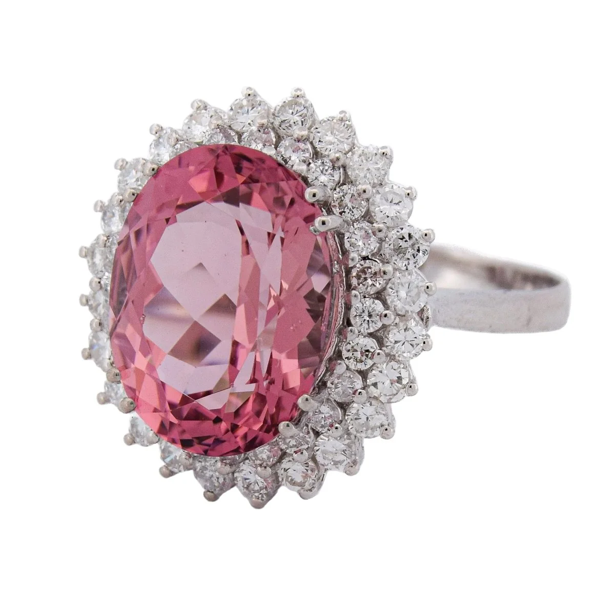 Bague Entourage en or blanc, morganite et diamants - Image 3