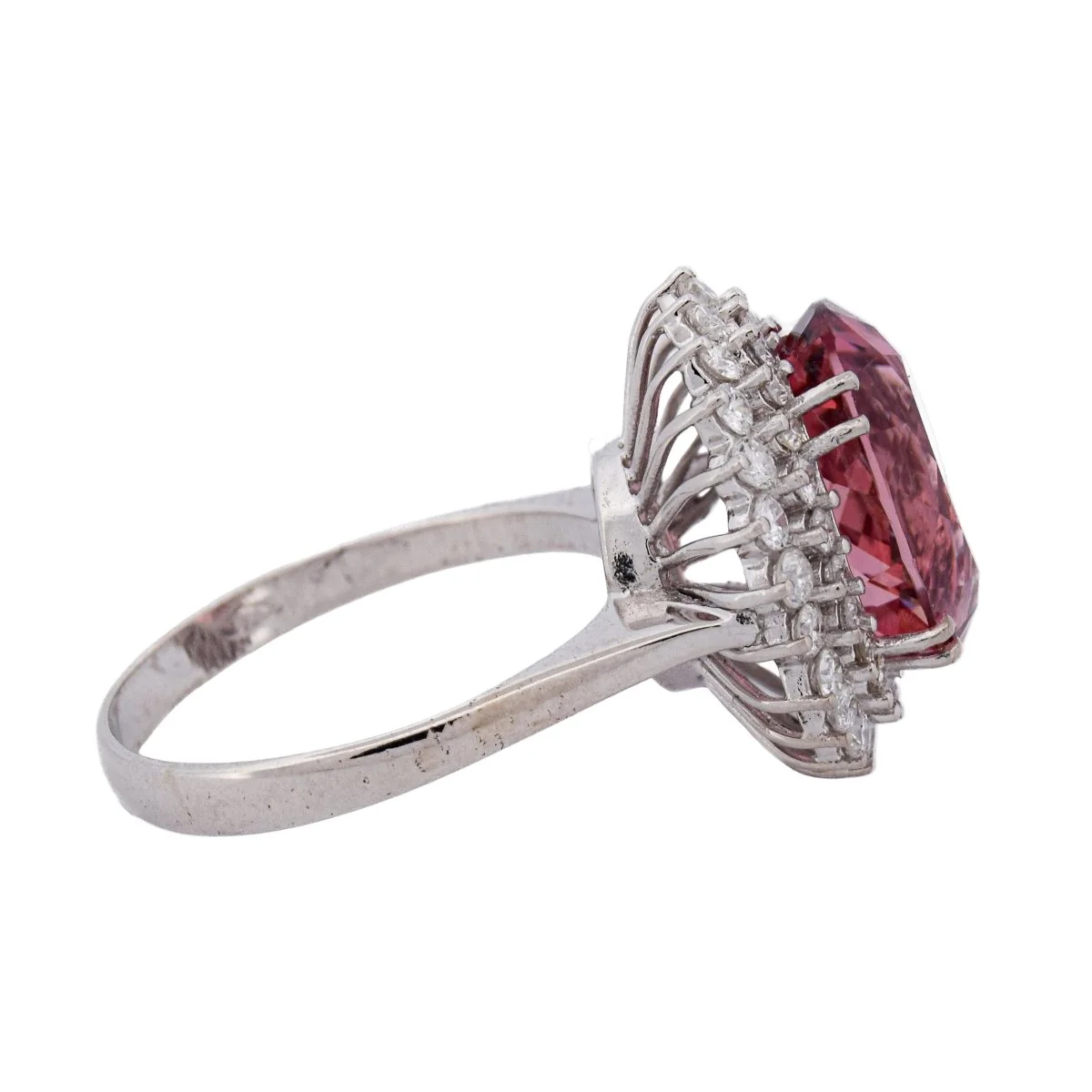 Bague Entourage en or blanc, morganite et diamants - Image 6
