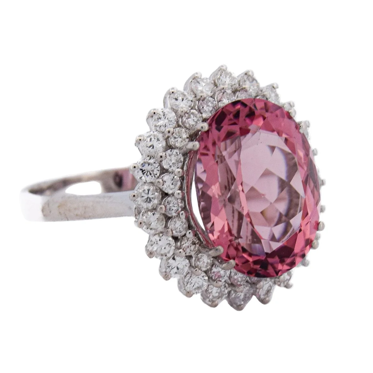 Bague Entourage en or blanc, morganite et diamants - Image 7
