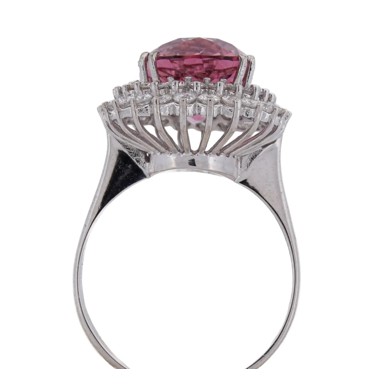Bague Entourage en or blanc, morganite et diamants - Image 8