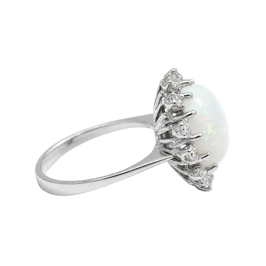 Bague Entourage en or blanc, opale et diamants - Image 5