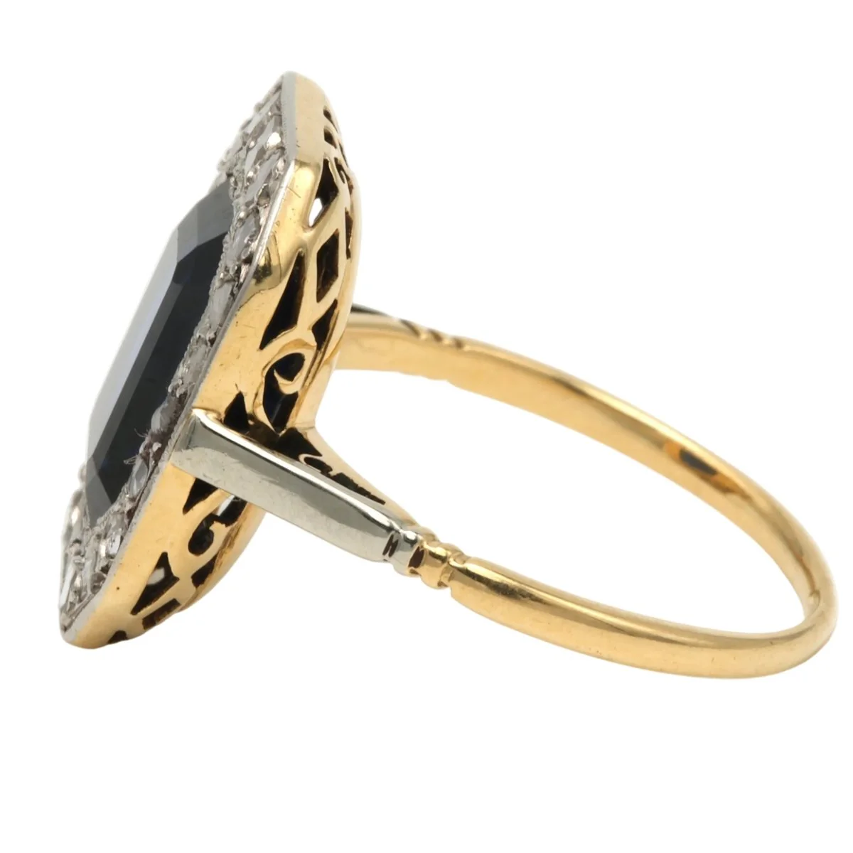 Bague Entourage en or blanc, or jaune, saphir et diamants - Image 3