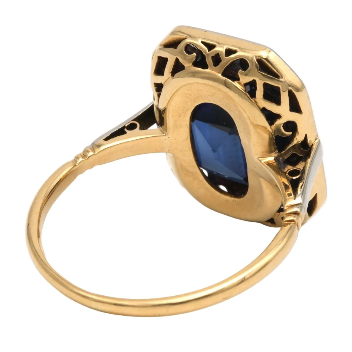Bague Entourage en or blanc, or jaune, saphir et diamants - Image 5