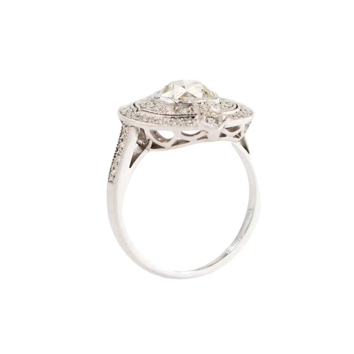 Bague Entourage en or blanc, platine et diamants - Image 5