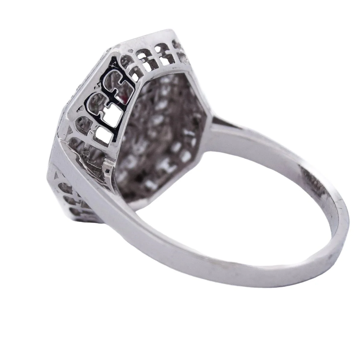 Bague Entourage en or blanc, rubis et diamants - Image 5
