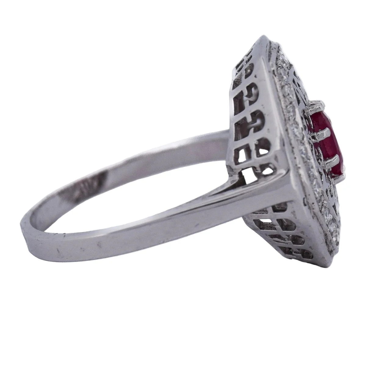 Bague Entourage en or blanc, rubis et diamants - Image 7