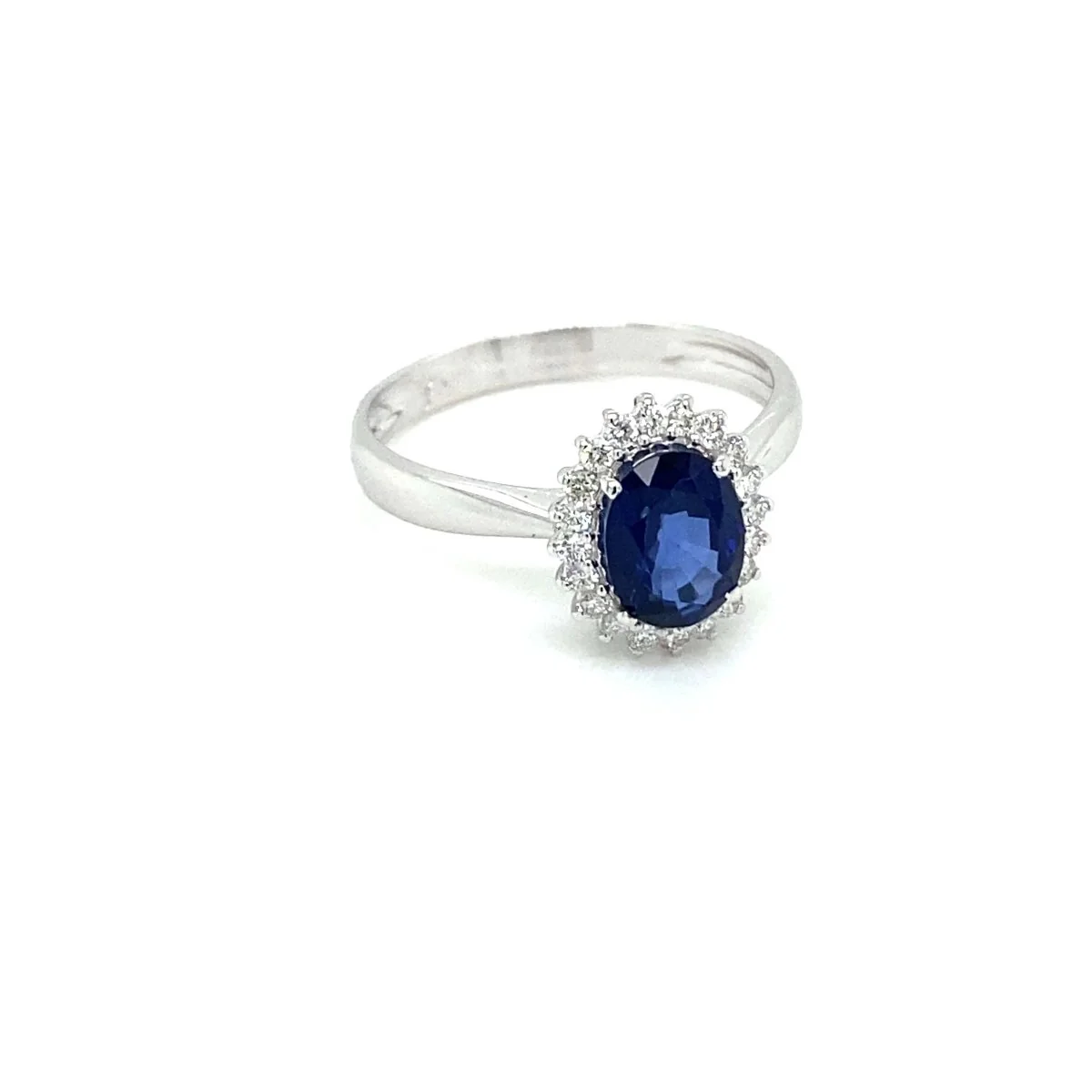Bague Entourage en or blanc, saphir et diamants - Image 3