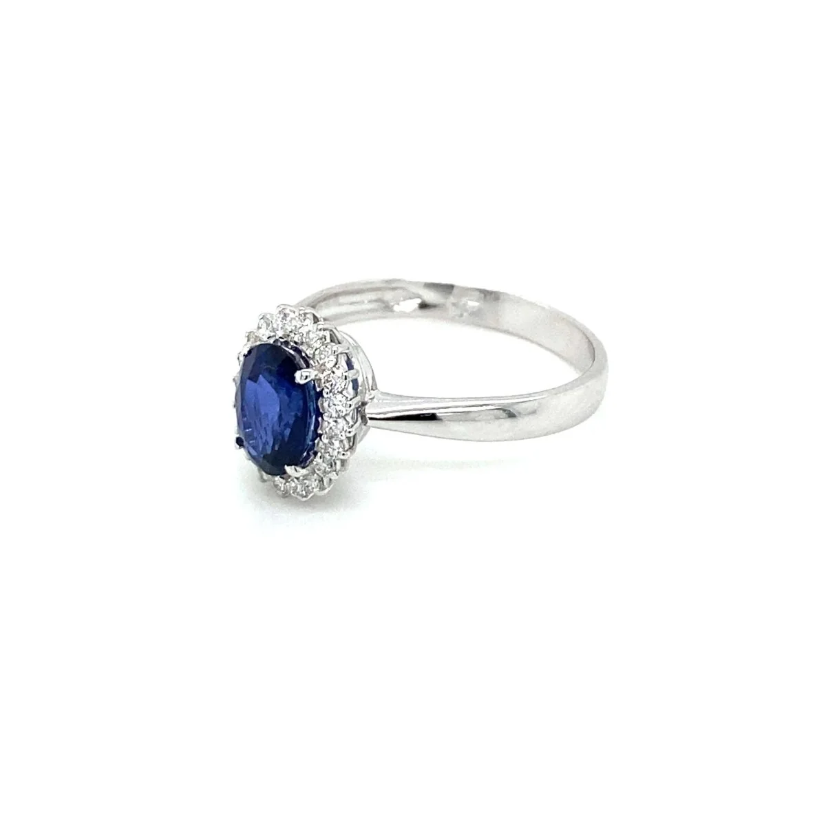Bague Entourage en or blanc, saphir et diamants - Image 7