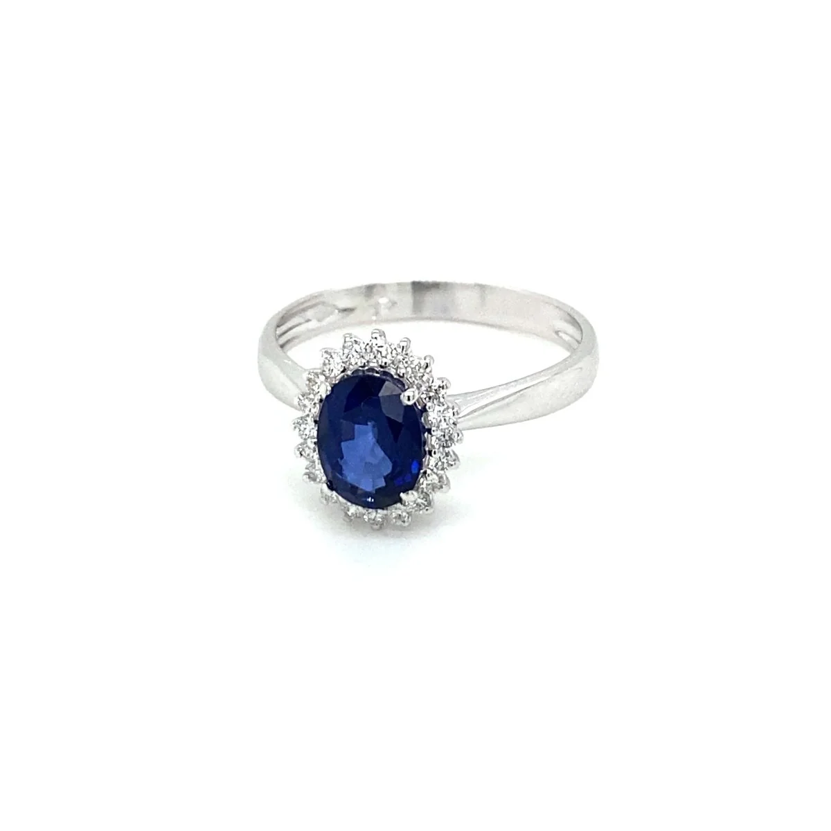 Bague Entourage en or blanc, saphir et diamants - Image 8