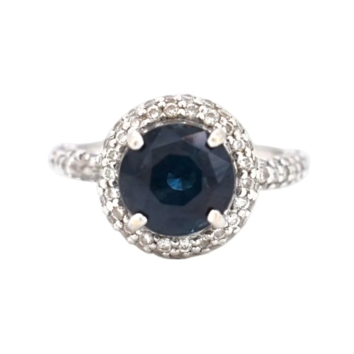 Bague Entourage en or blanc, saphir et diamants