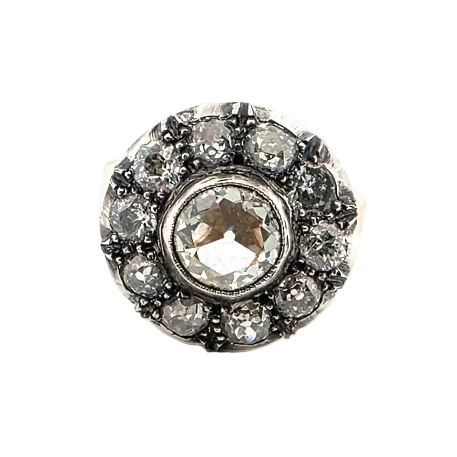 Bague Entourage en or jaune, argent et diamants