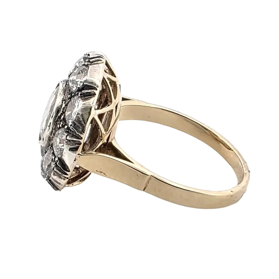 Bague Entourage en or jaune, argent et diamants - Image 3