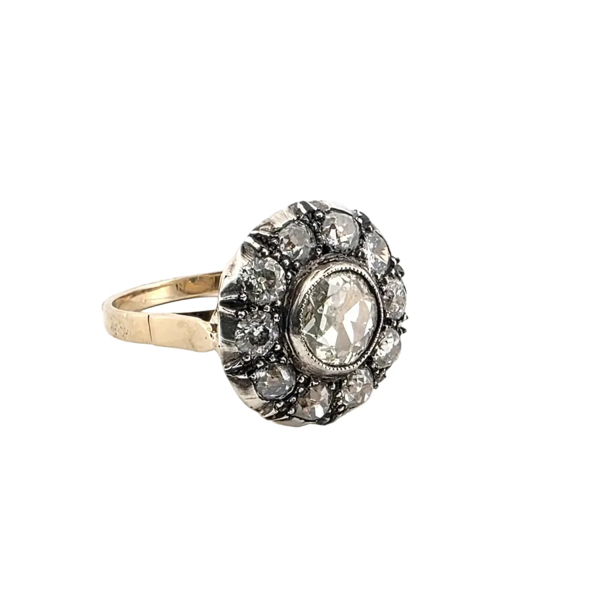 Bague Entourage en or jaune, argent et diamants - Image 5