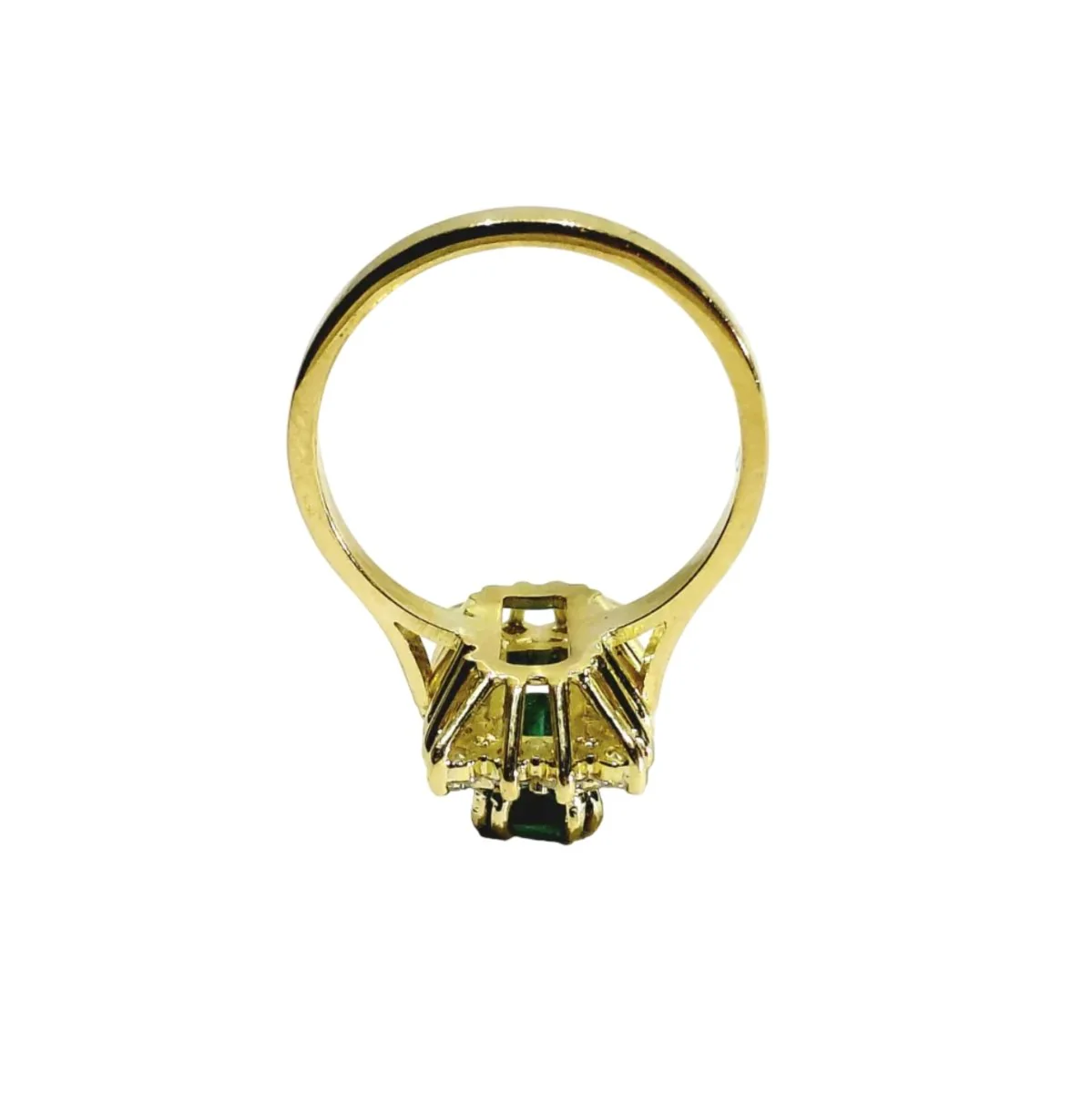 Bague Entourage en or jaune, émeraude et diamants - Image 8