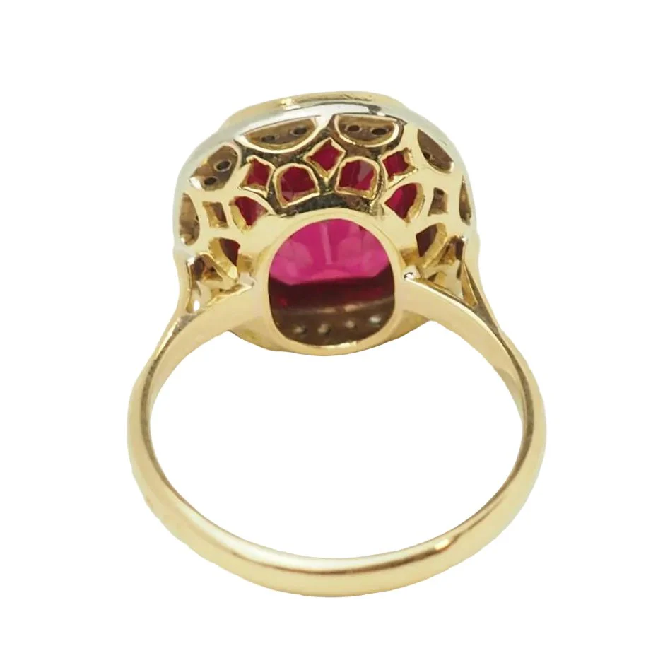 Bague Entourage en or jaune, rubis et diamants - Image 5
