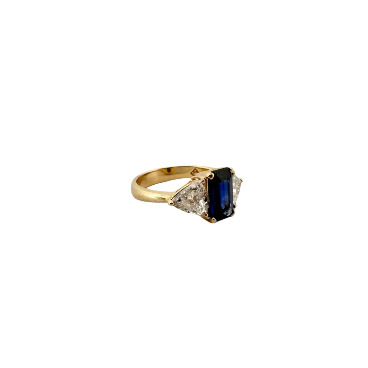 Bague en or jaune, saphir et diamants - Image 3
