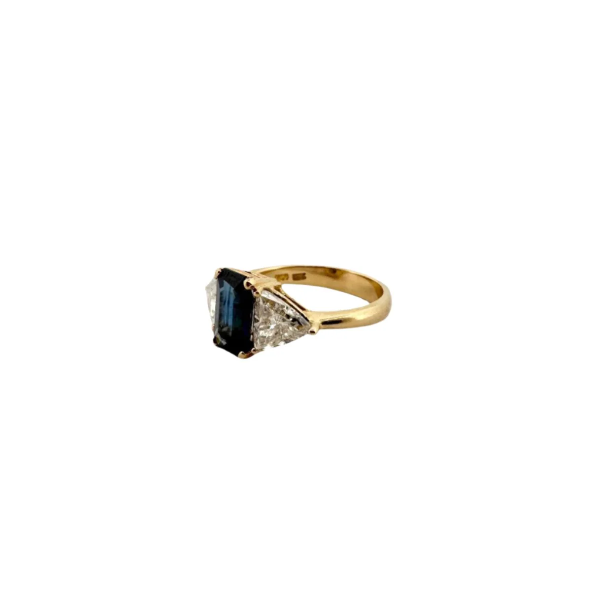 Bague en or jaune, saphir et diamants - Image 7