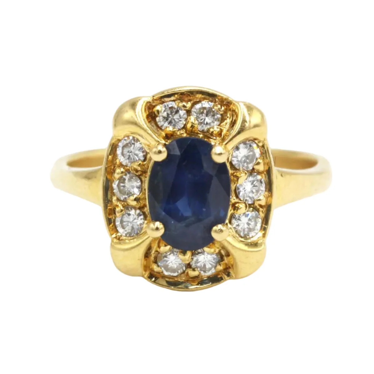 Bague Entourage en or jaune, saphir et diamants