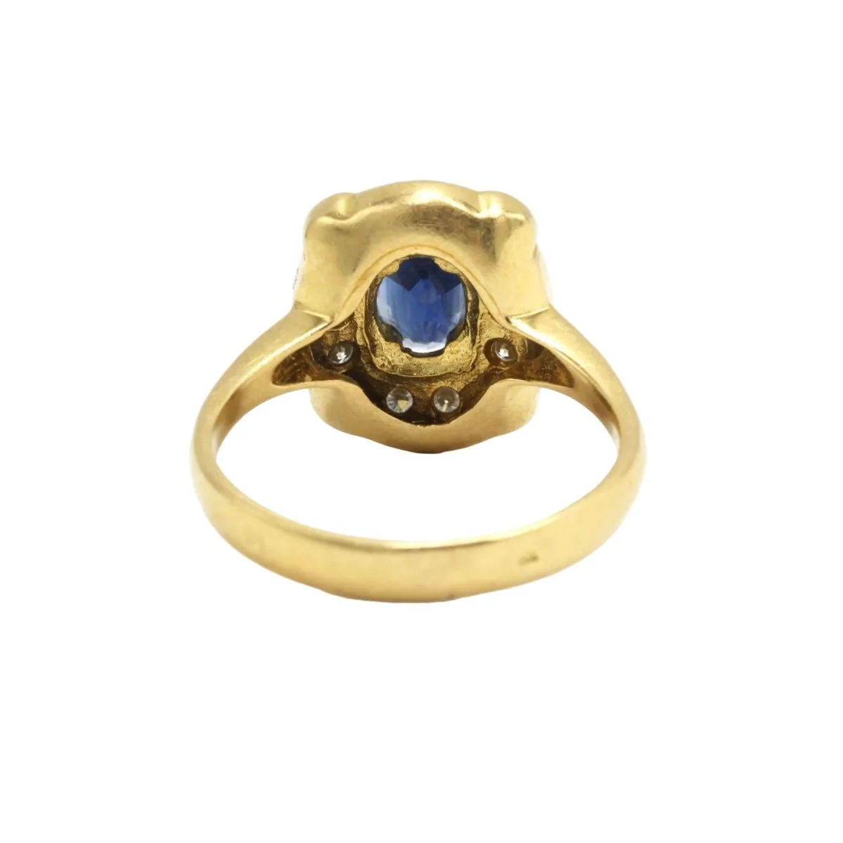 Bague Entourage en or jaune, saphir et diamants - Image 3