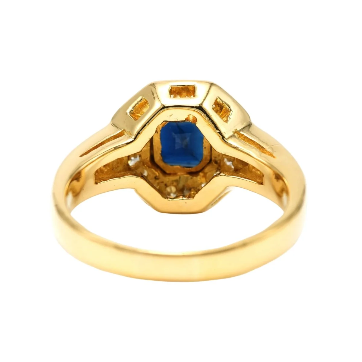 Bague Entourage en or jaune, saphir et diamants - Image 10