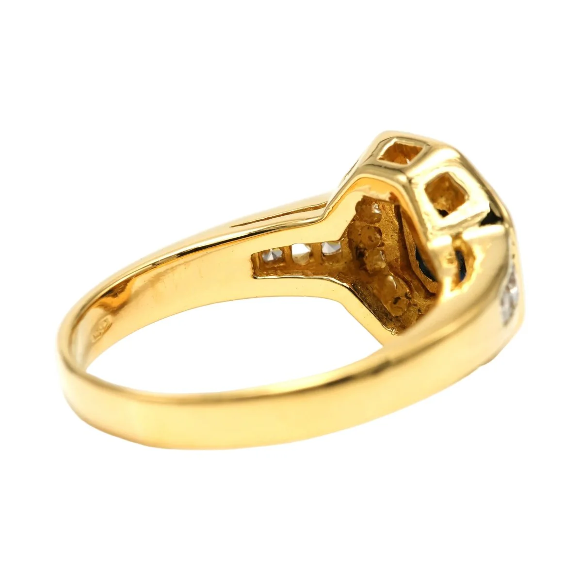Bague Entourage en or jaune, saphir et diamants - Image 11