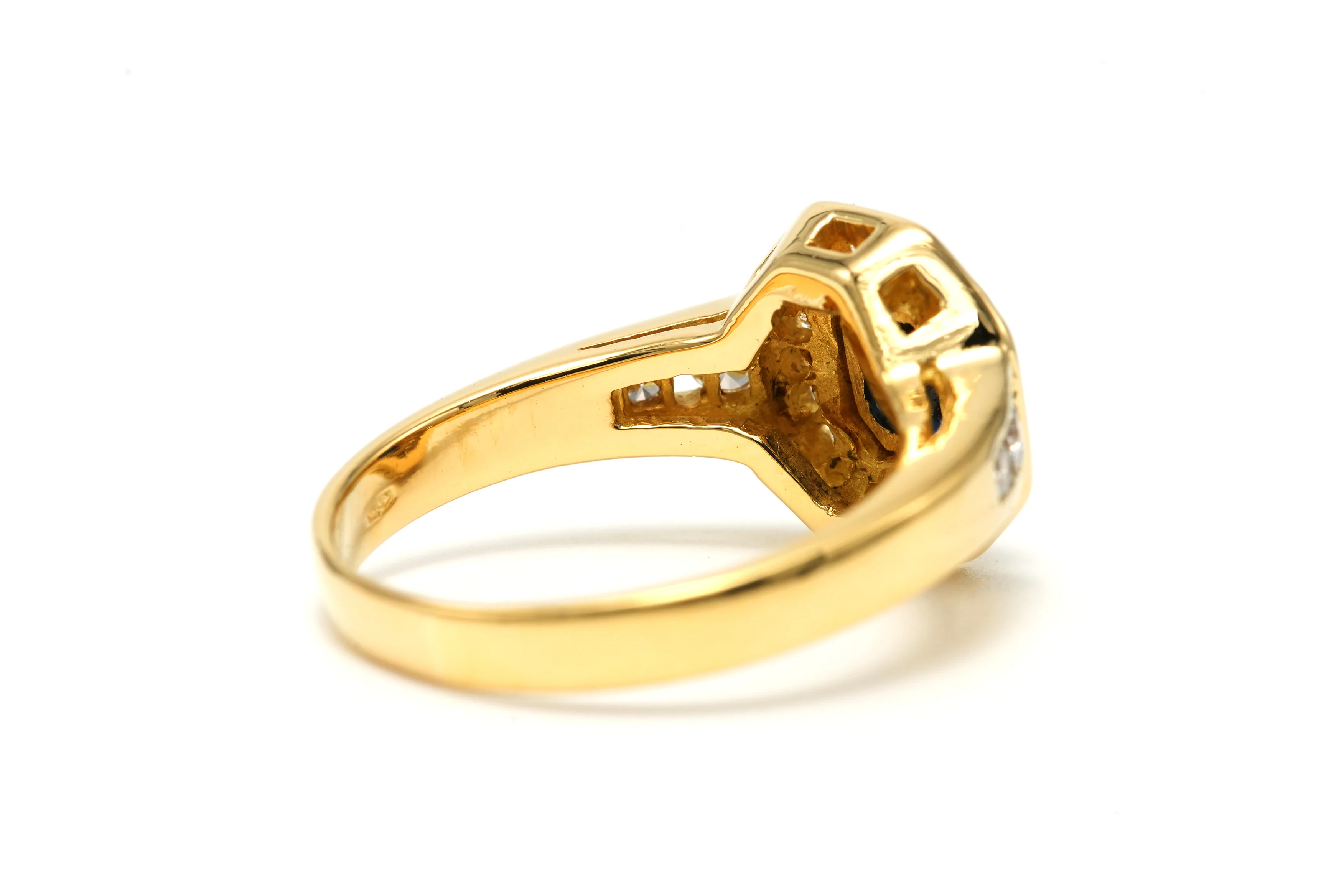 Bague Entourage en or jaune, saphir et diamants - Image 5