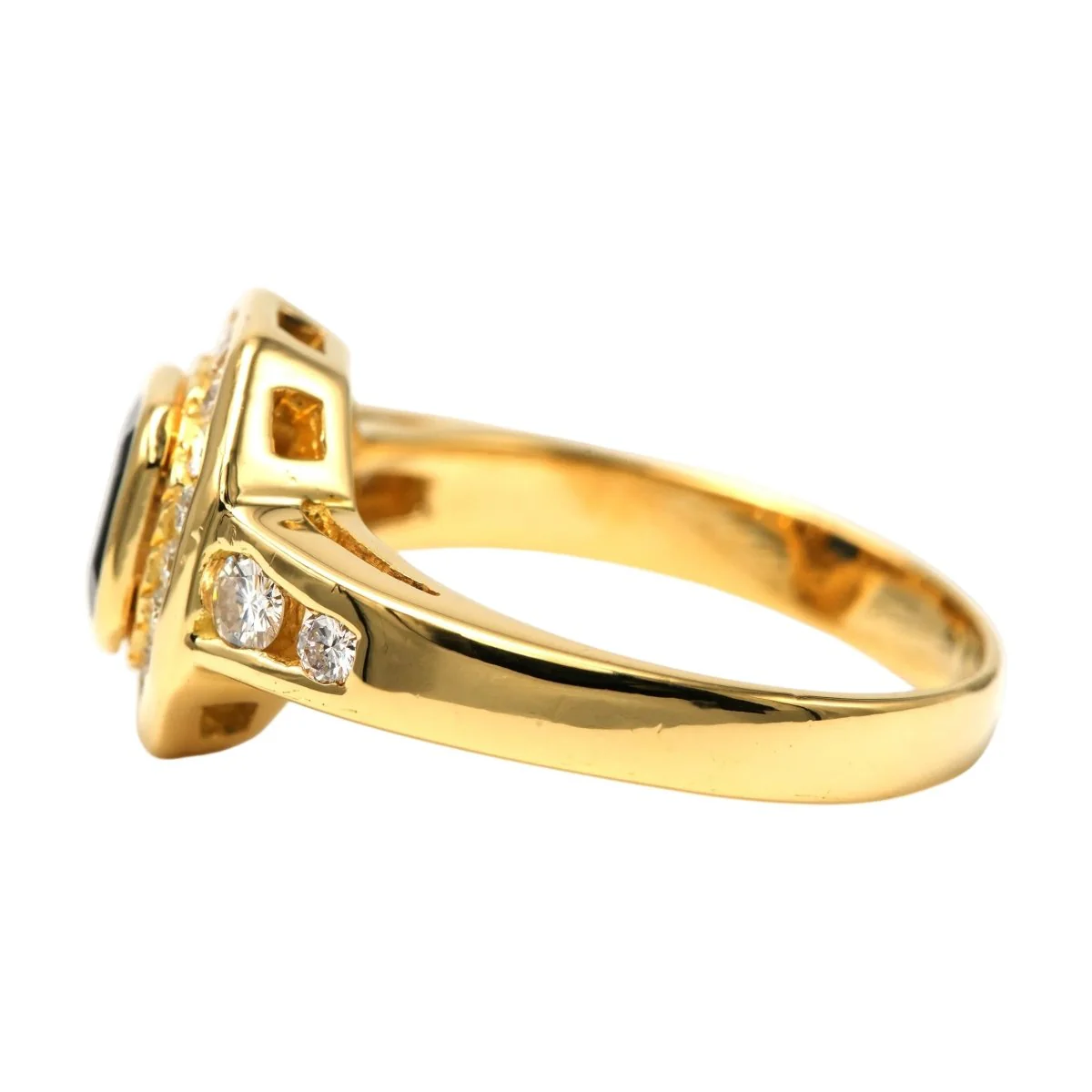 Bague Entourage en or jaune, saphir et diamants - Image 9