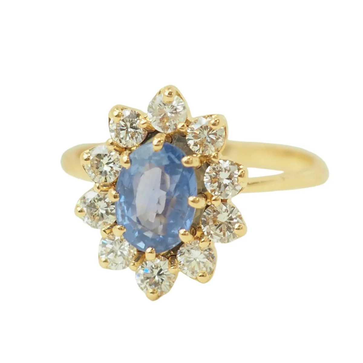 Bague Entourage en or jaune, saphir et diamants - Image 2