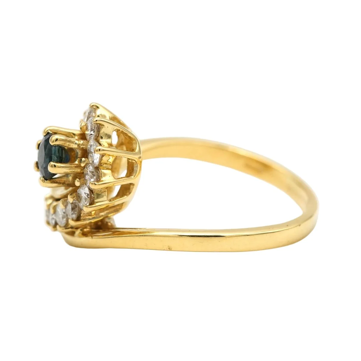 Bague Entourage en or jaune, saphir et diamants - Image 3