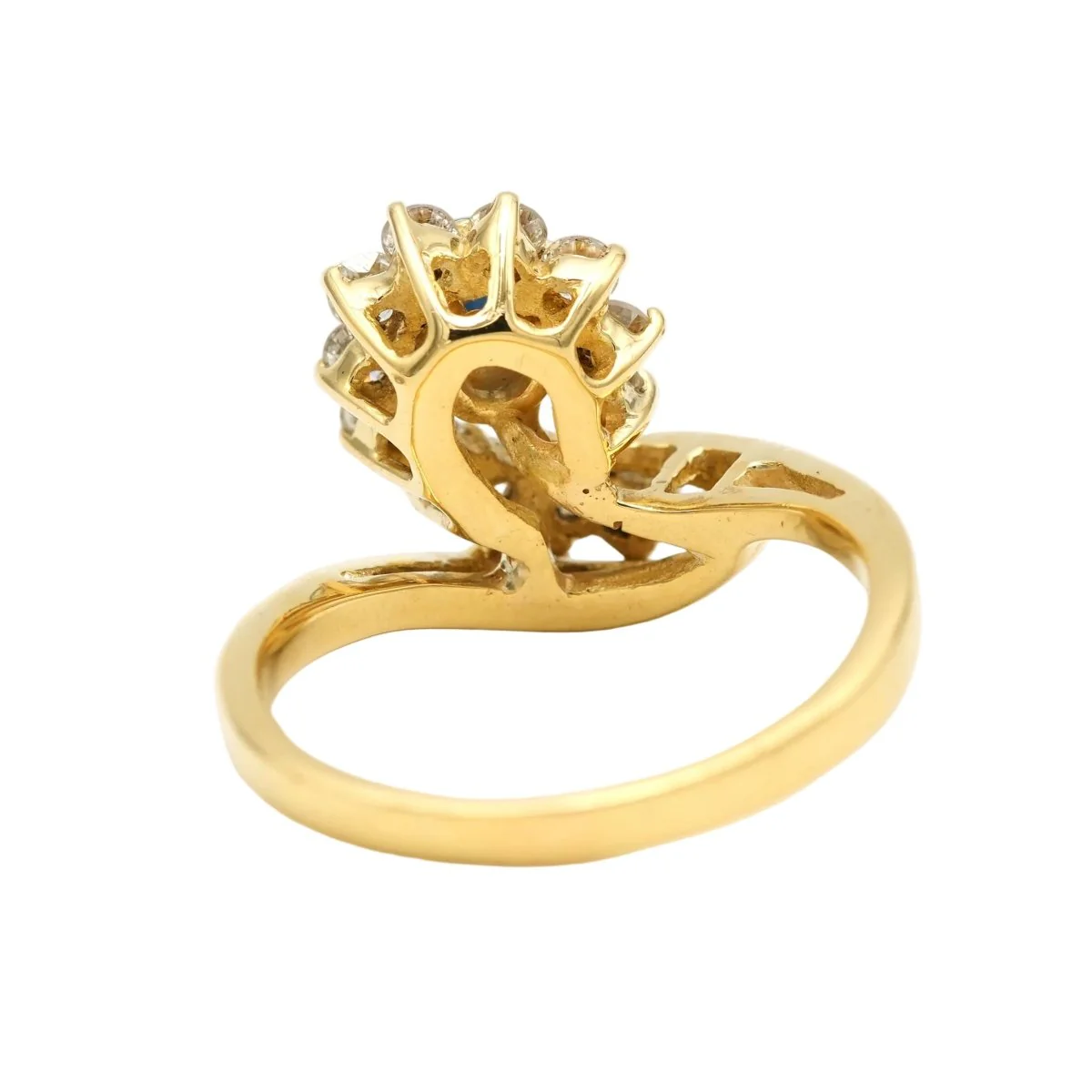 Bague Entourage en or jaune, saphir et diamants - Image 4