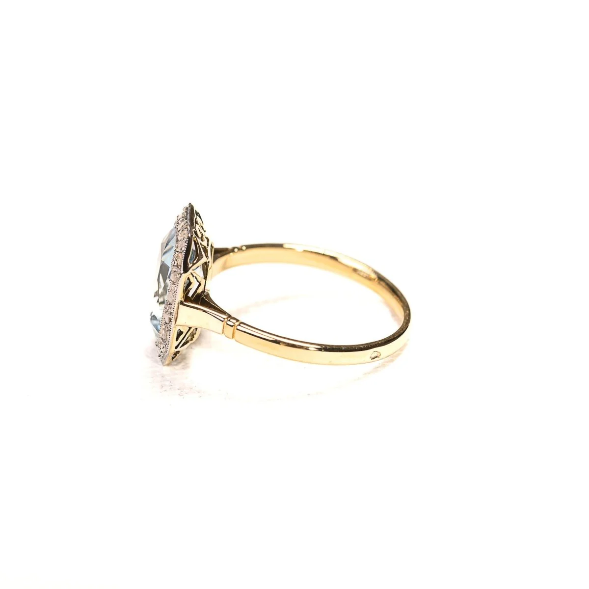 Bague Entourage en or jaune, topaze et diamants - Image 3