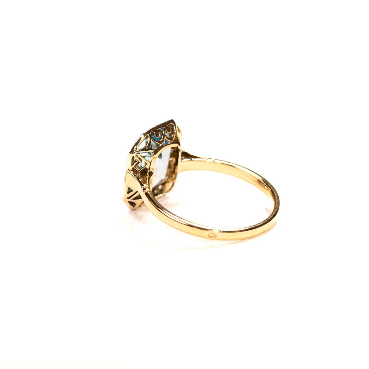 Bague Entourage en or jaune, topaze et diamants - Image 4