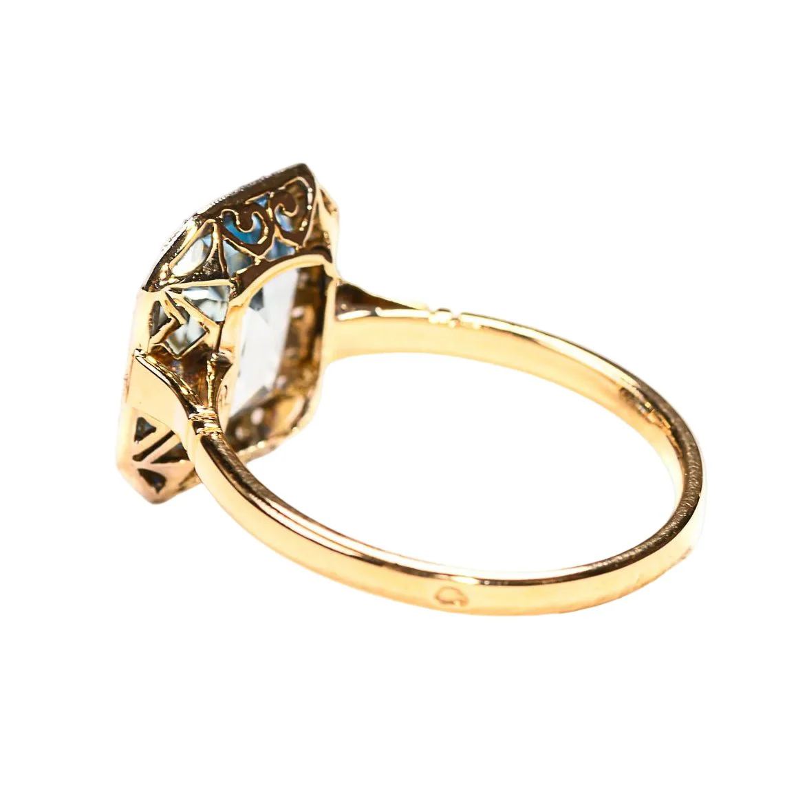 Bague Entourage en or jaune, topaze et diamants - Image 8