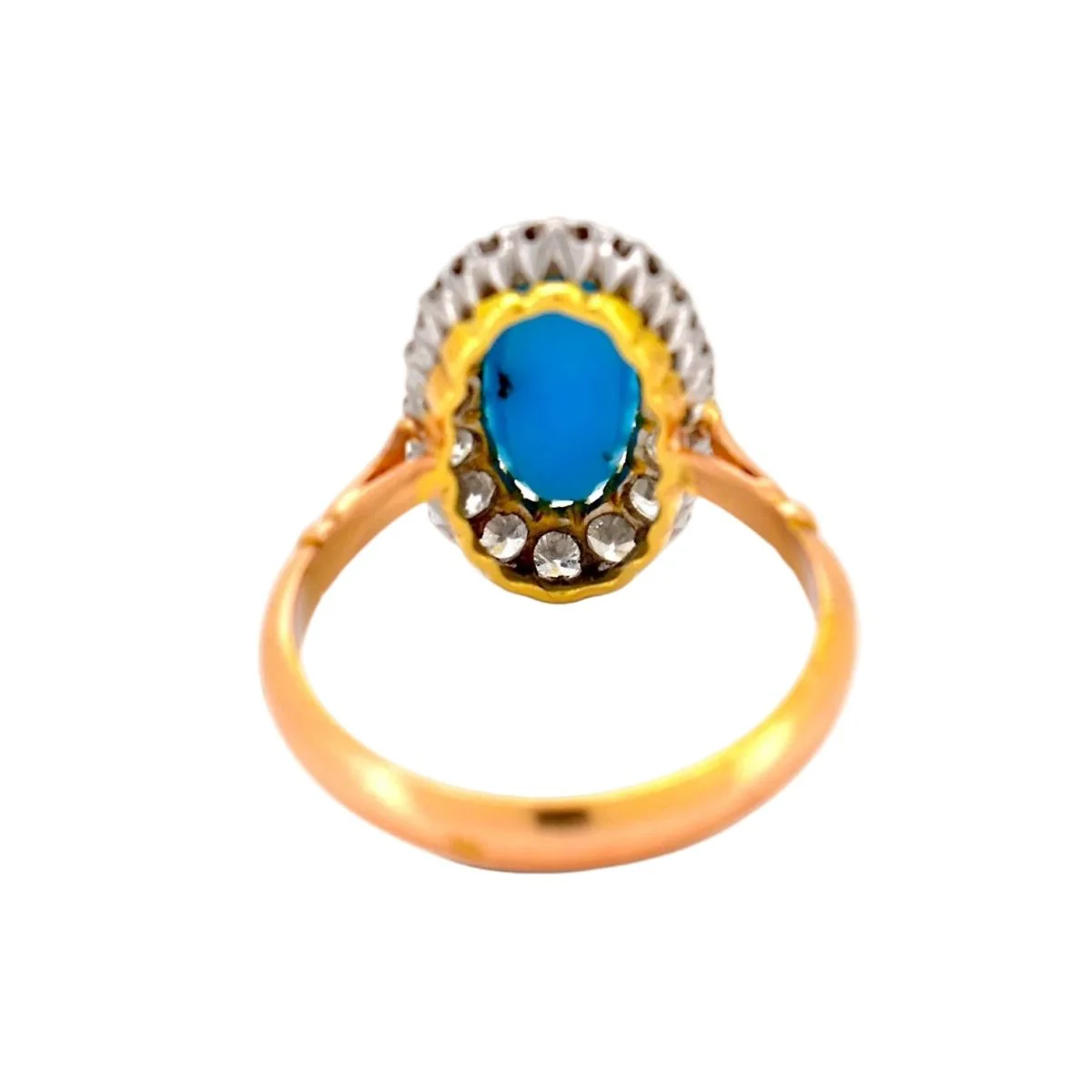 Bague Entourage en or jaune, turquoise et diamants - Image 4