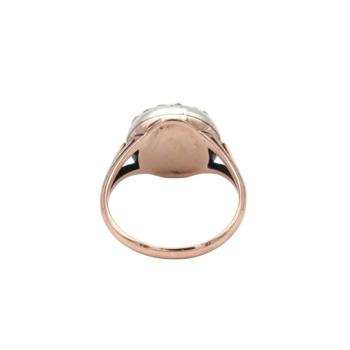 Bague Entourage en or rose, argent, cornaline et diamants - Image 4