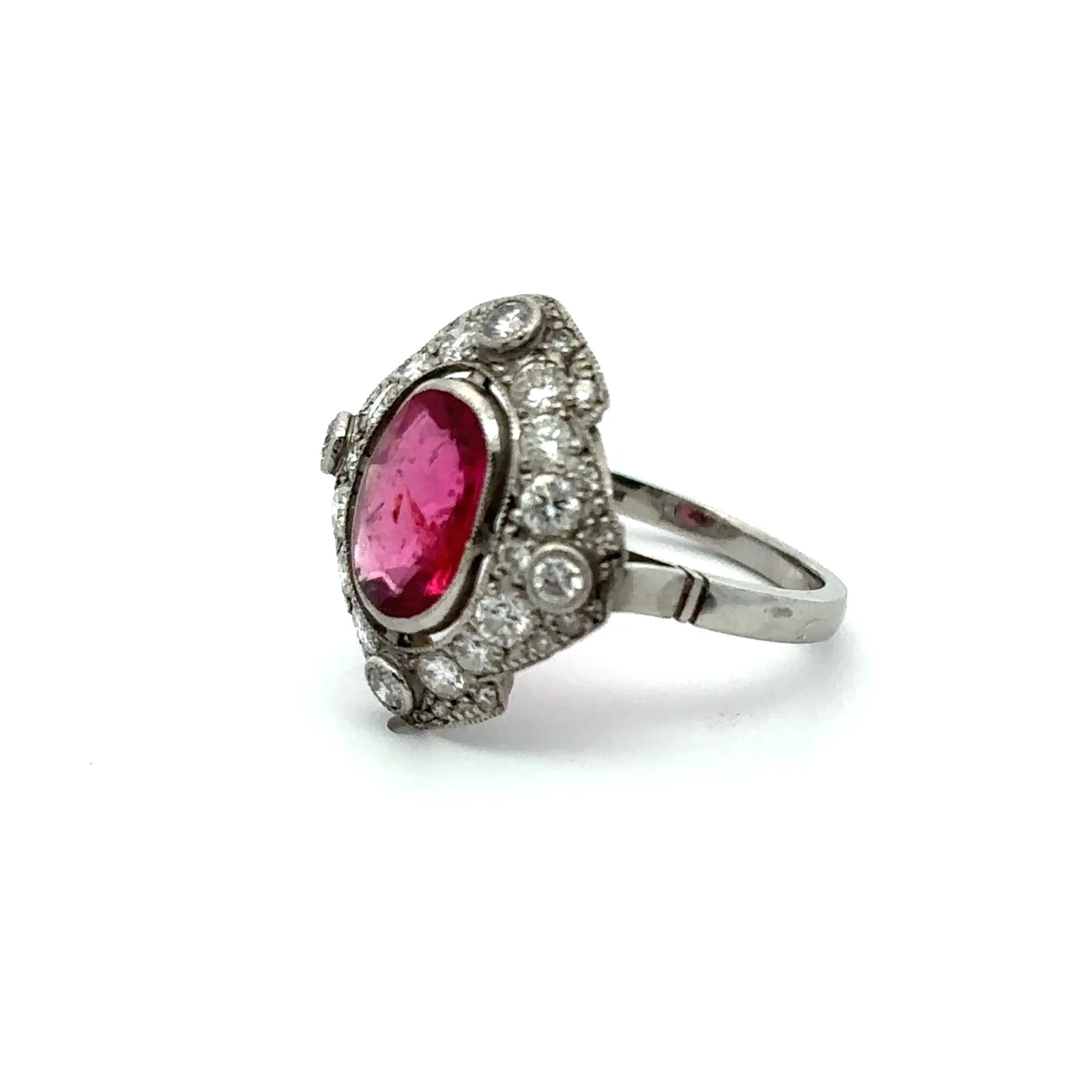 Bague Entourage en platine, rubellite et diamants - Image 3