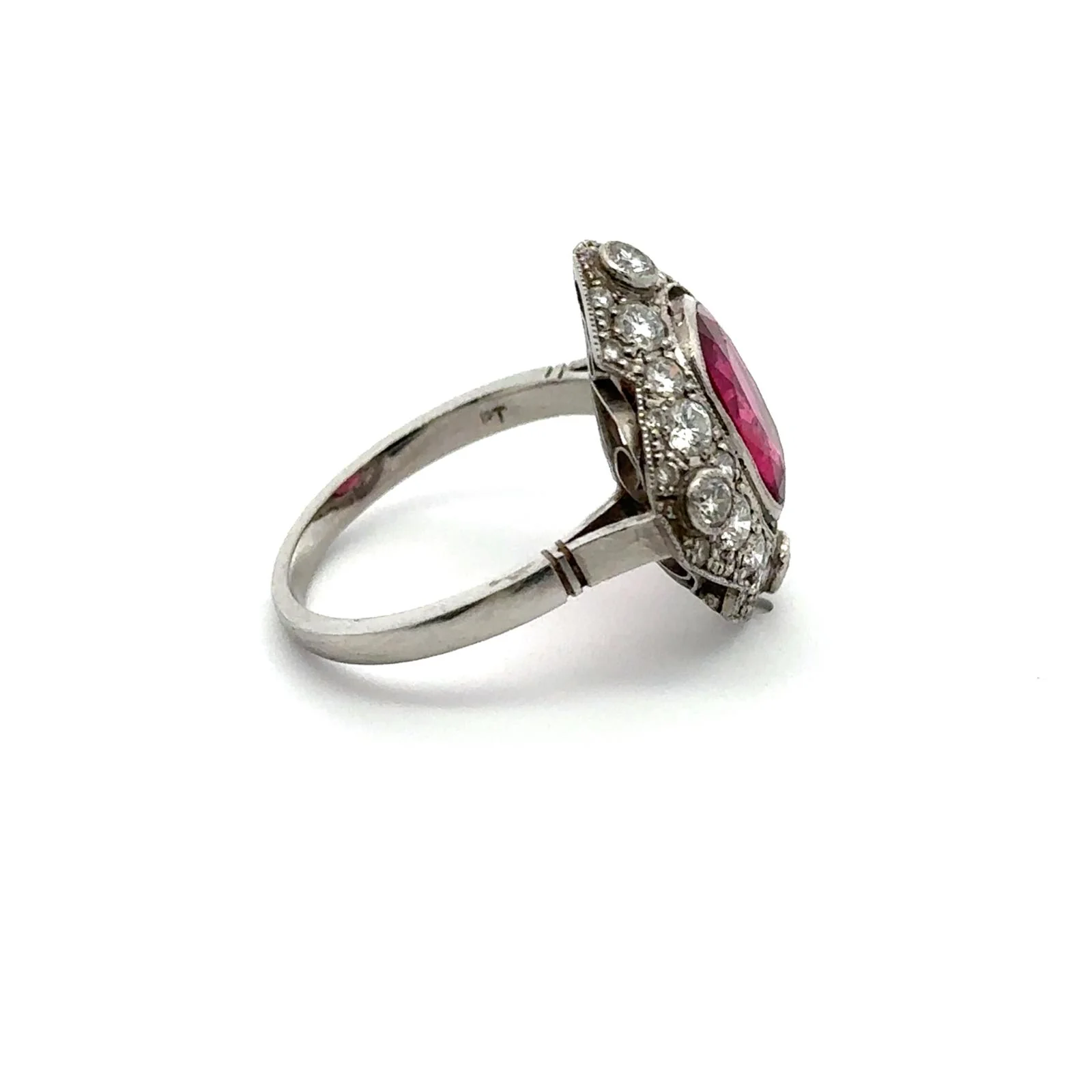 Bague Entourage en platine, rubellite et diamants - Image 5
