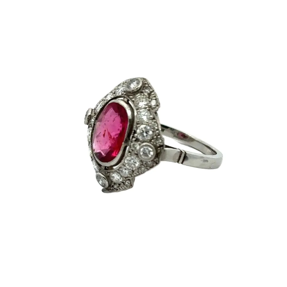 Bague Entourage en platine, rubellite et diamants - Image 8