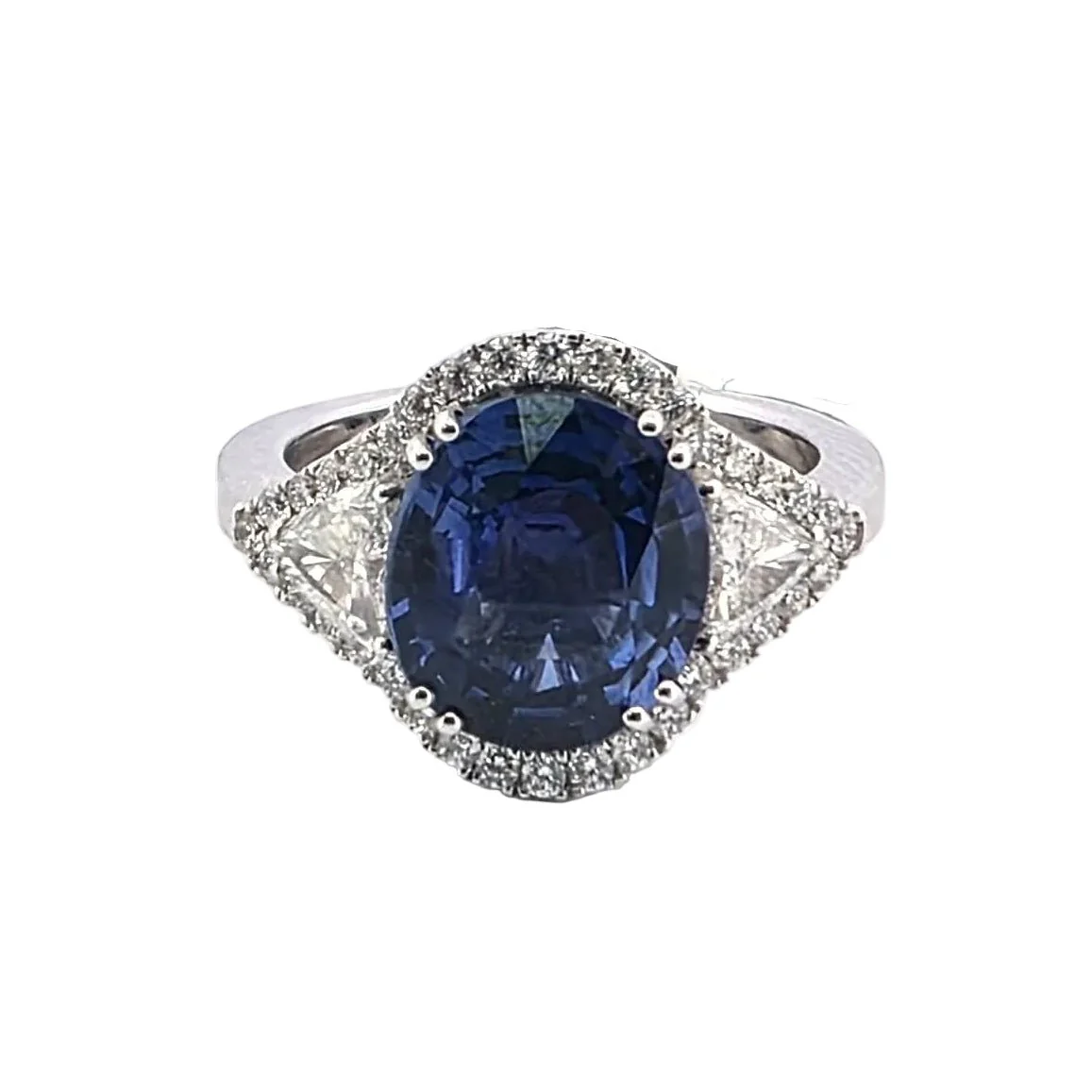 Bague Entourage en platine, saphir et diamants