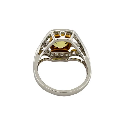 Bague en or blanc, saphir jaune, et diamant - Image 4