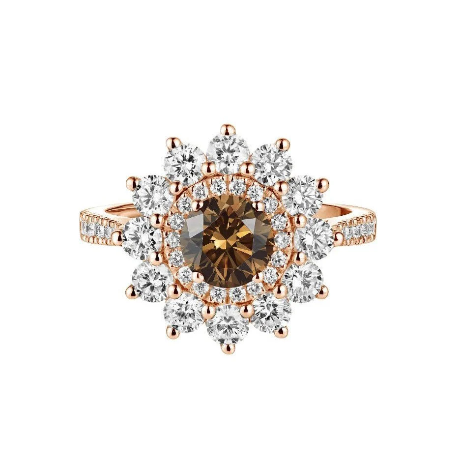 Bague Entourage GEMMYO "Lefkos" en or rose et diamants