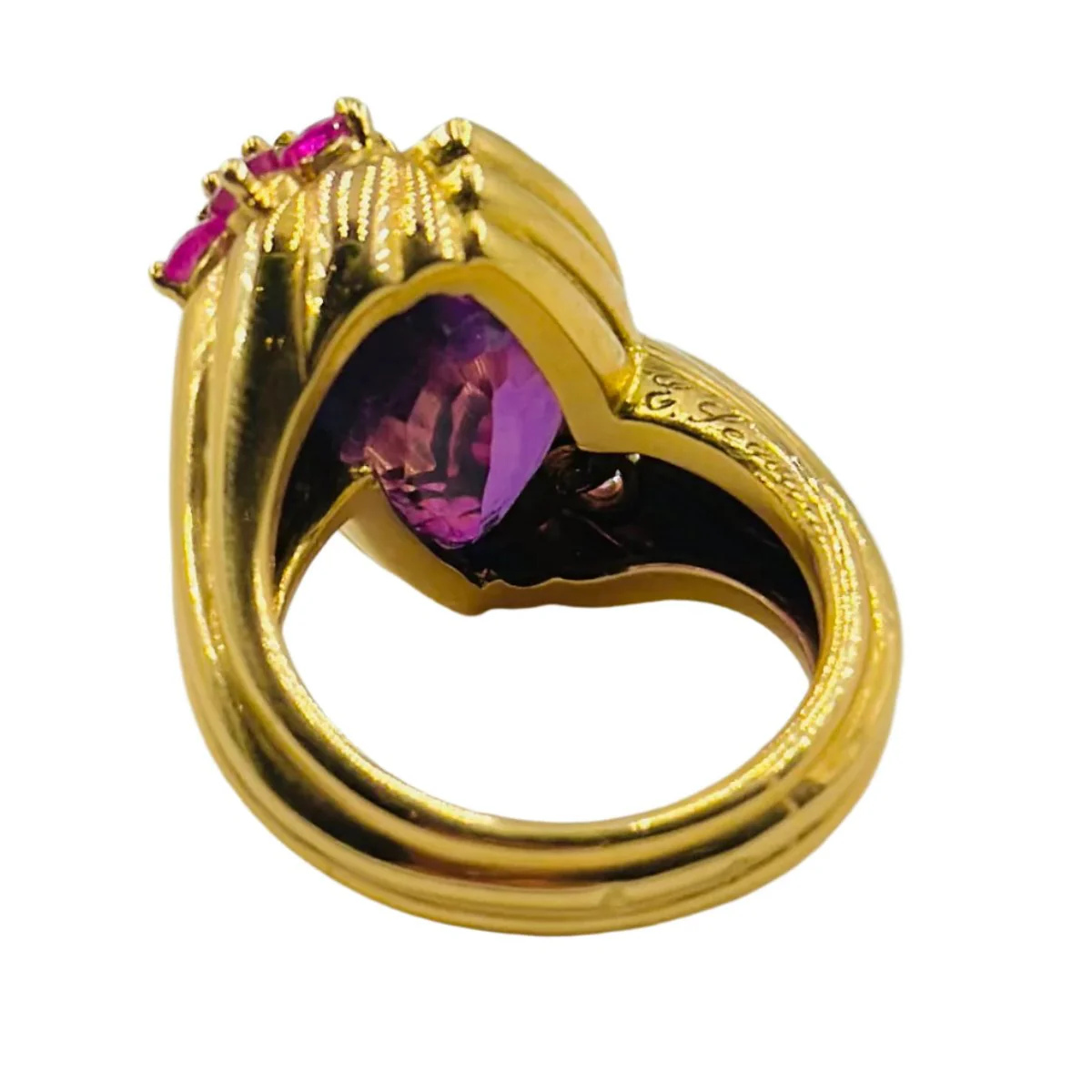 Bague EVA SEGOURA en or jaune, améthyste et diamants - Image 4