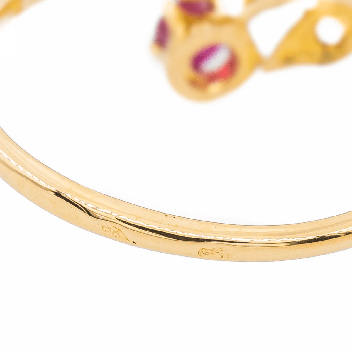 Bague Feuille Or jaune Rubis - Image 5