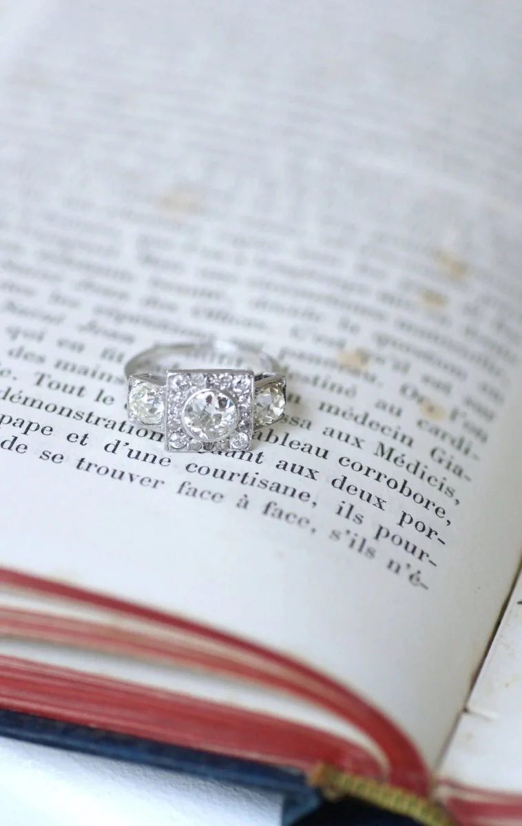 Bague 3 diamants Art Deco