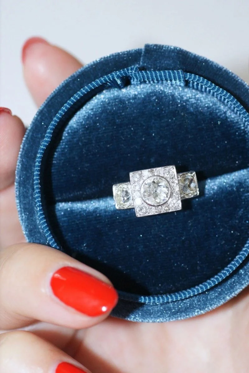 Bague 3 diamants Art Deco - Image 7