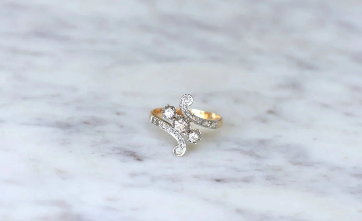 Bague Toi et Moi diamants sur or rose - Image 3