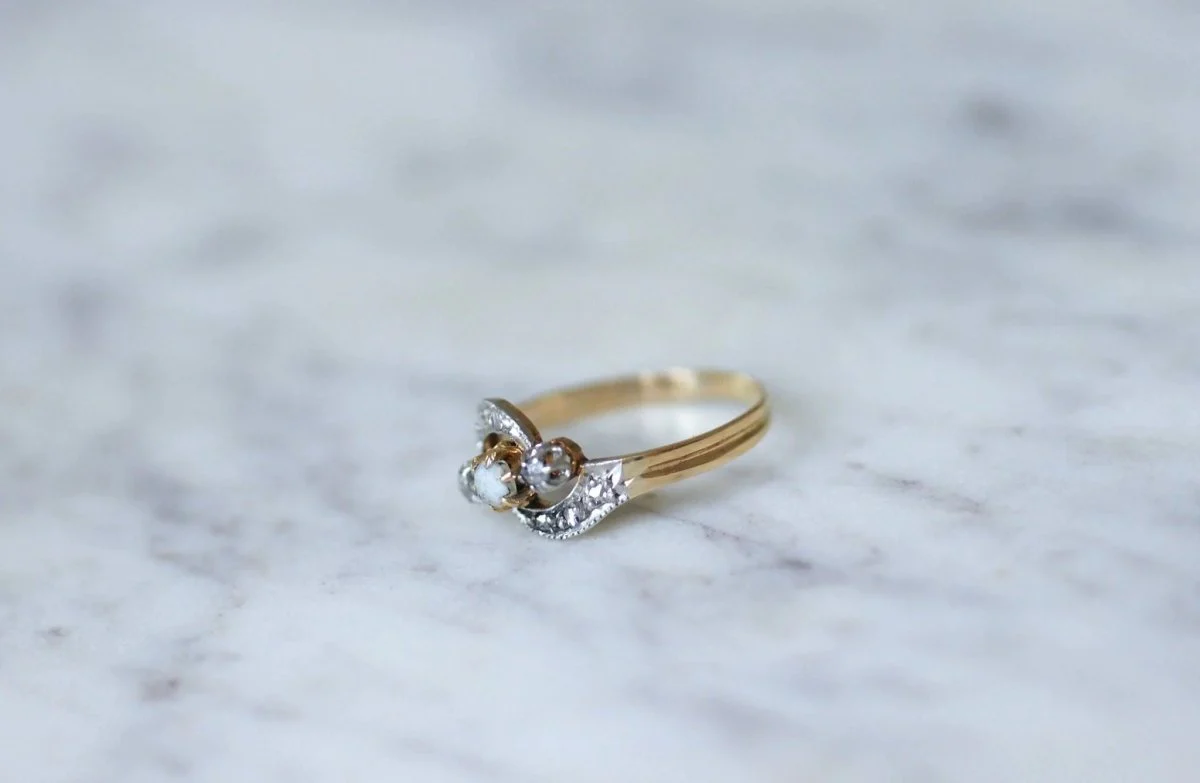Bague Toi et Moi perle et diamants - Image 4