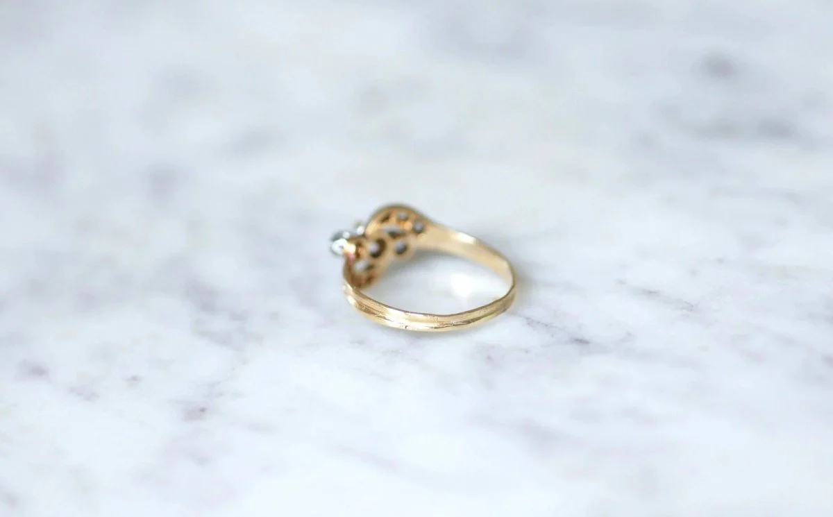 Bague Toi et Moi perle et diamants - Image 6