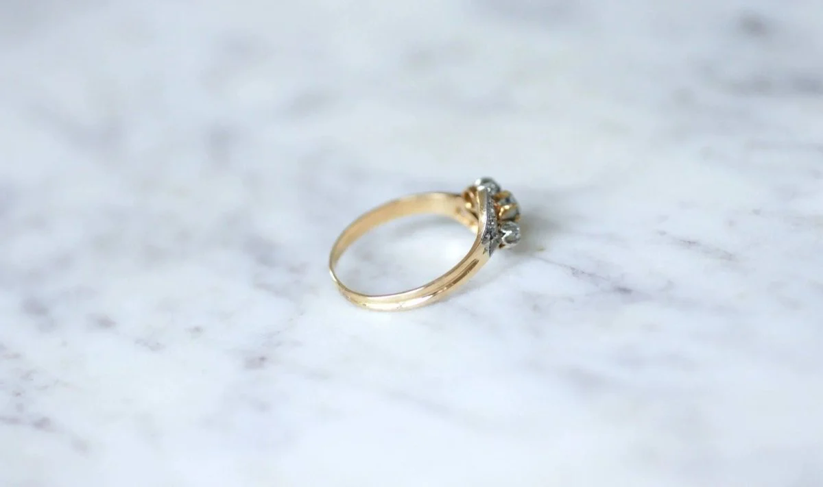 Bague Toi et Moi perle et diamants - Image 7